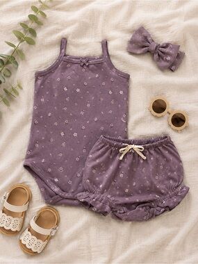 Jamie Kay Floral Singlet & Frill Bloomers in Goldie Huckleberry Organic Cotton